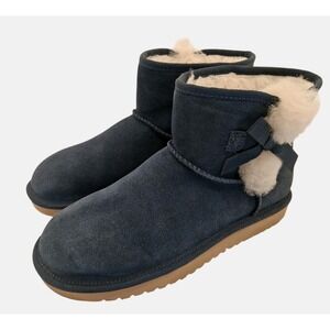 Koolaburra By UGG Boots Womens Size 8 Blue Suede Shearling Ankle Lined Winter